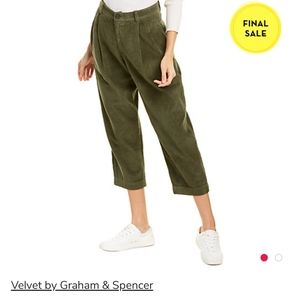 Velvet Graham Spencer cotton green olive ankle pants .size 10